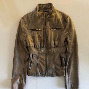 Bronze metallic faux leather jacket